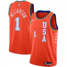 Zion Williamson Nike Orange 2020 Rising Stars Game Swingman Finished Jersey (Size : M/L)